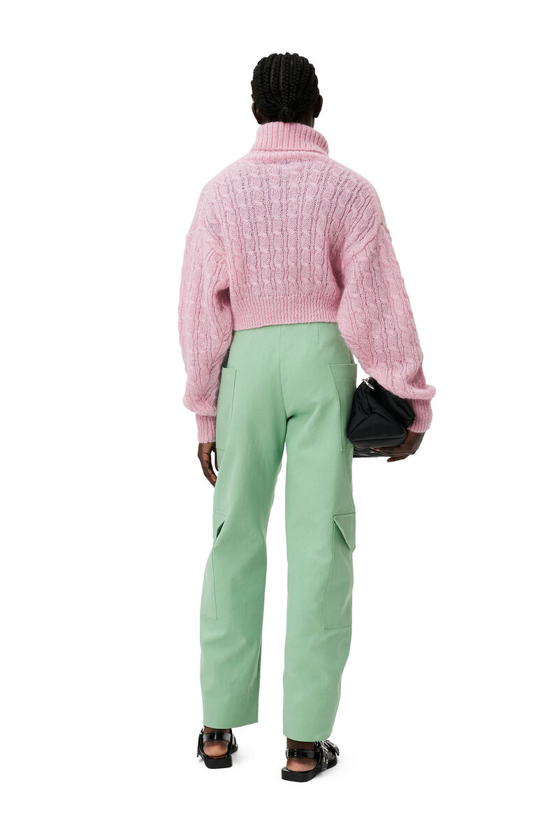 Höghalsad croppad tröja, in colour Lilac Sachet - 2 - GANNI