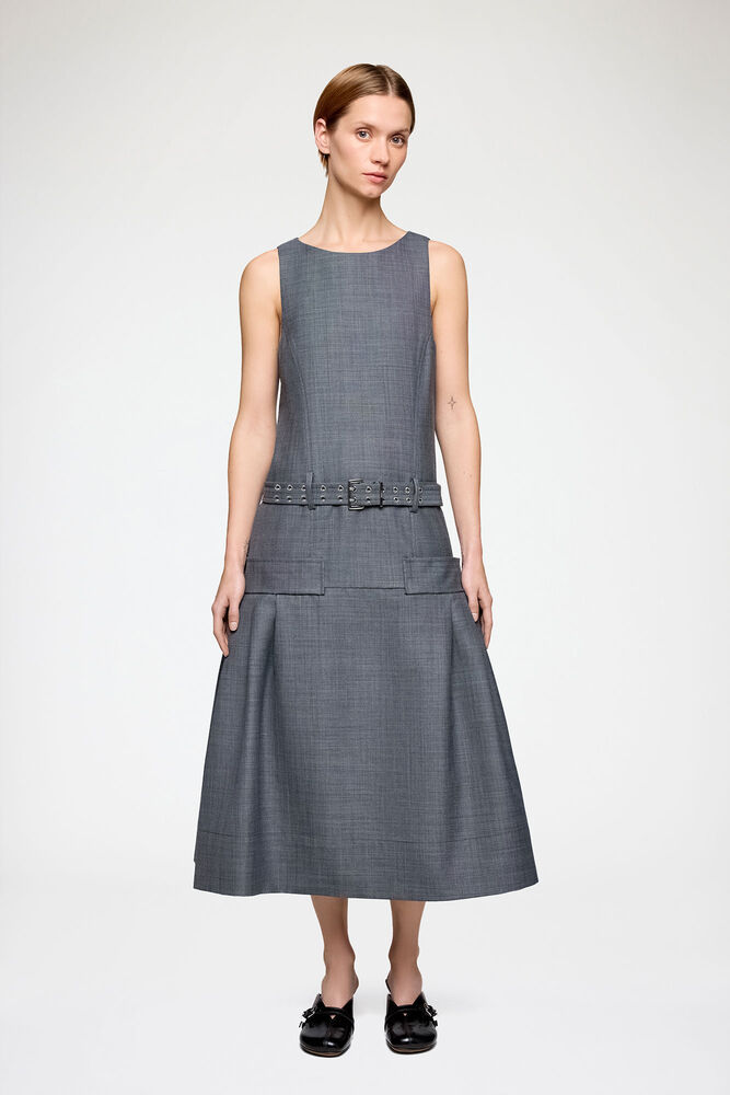 Dress in Grey Wool Melange, Phantom