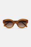 Biodegradable Acetate Chunky Round Sunglasses, Biodegradable Acetate, in colour Brandy Brown - 1 - GANNI