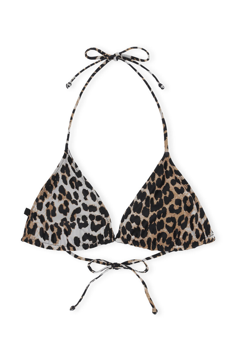 String Bikini Top, Elastane, in colour Leopard - 1 - GANNI