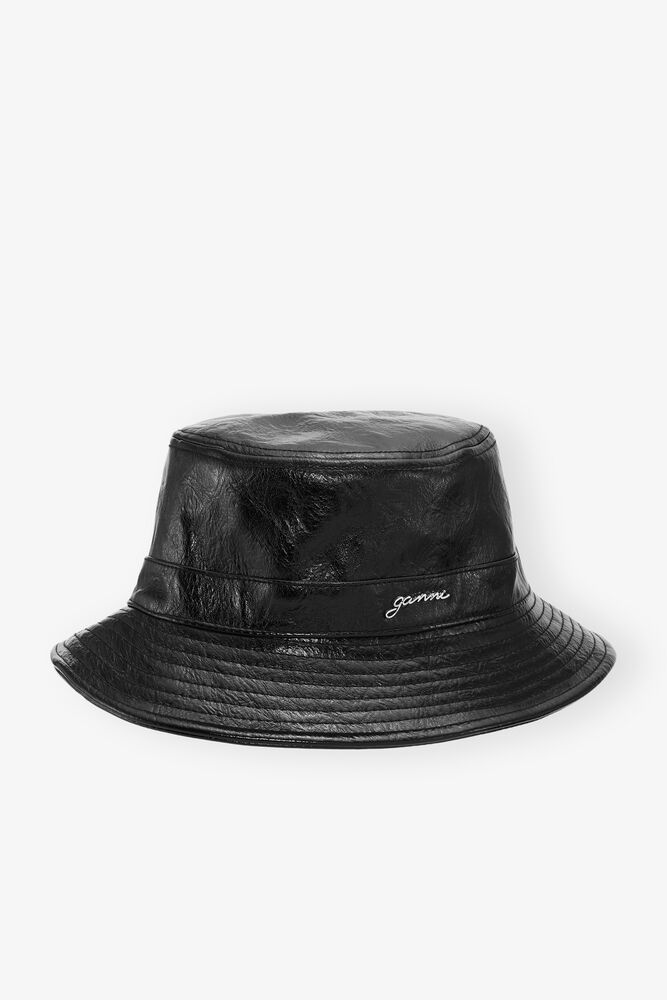 Black Naplack Bucket Hat, Black