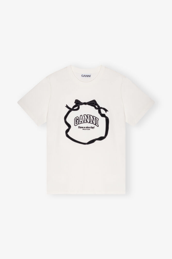 Ivory Relaxed Bow T-shirt, Egret