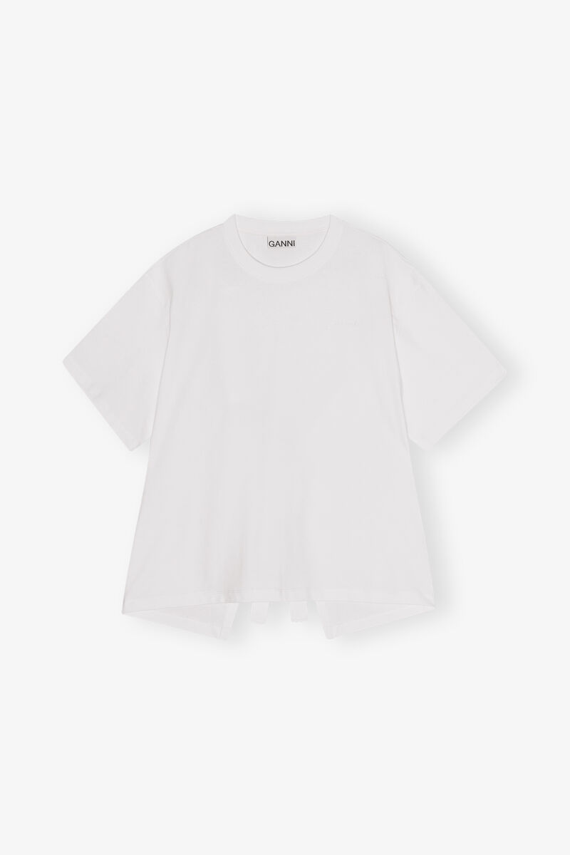 White Heavy Cotton Open Back T-shirt, Cotton, in colour Bright White - 1 - GANNI