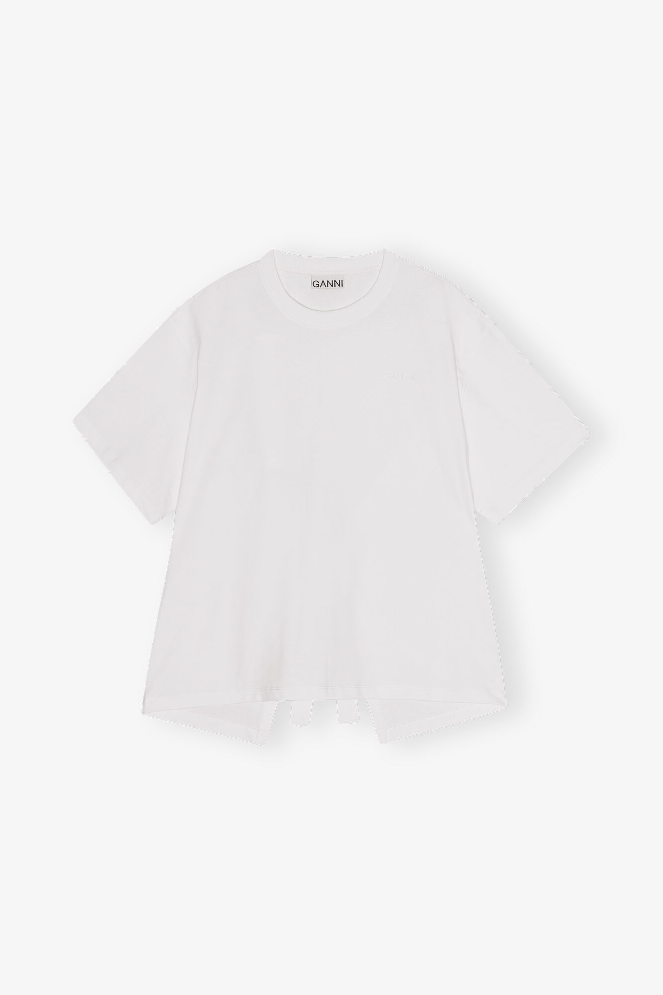 White Heavy Cotton Open Back T-shirt, Cotton, in colour Bright White - 1 - GANNI