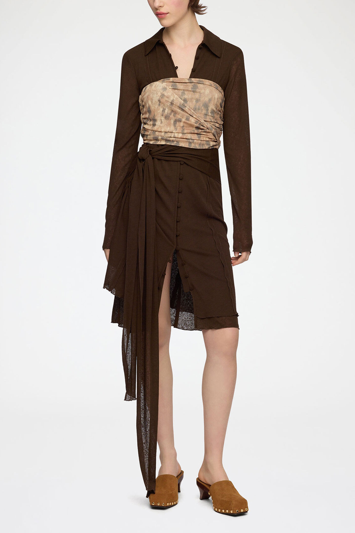 Bandeau Top in Printed Marl Mesh