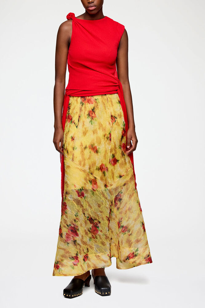 Skirt in Printed Shibori Organza, Aurora