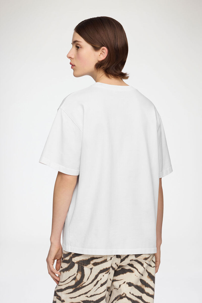 T-shirt in White Broderie Anglaise, Organic Cotton, in colour Bright White - 3 - GANNI