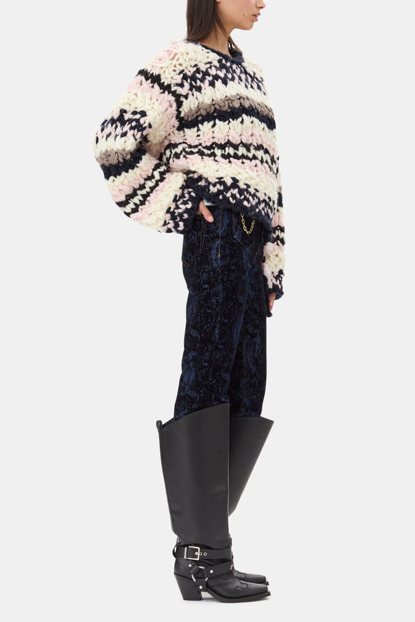 Multicolour Hand-Knit Jumper, Wool, in colour Multicolour - 3 - GANNI