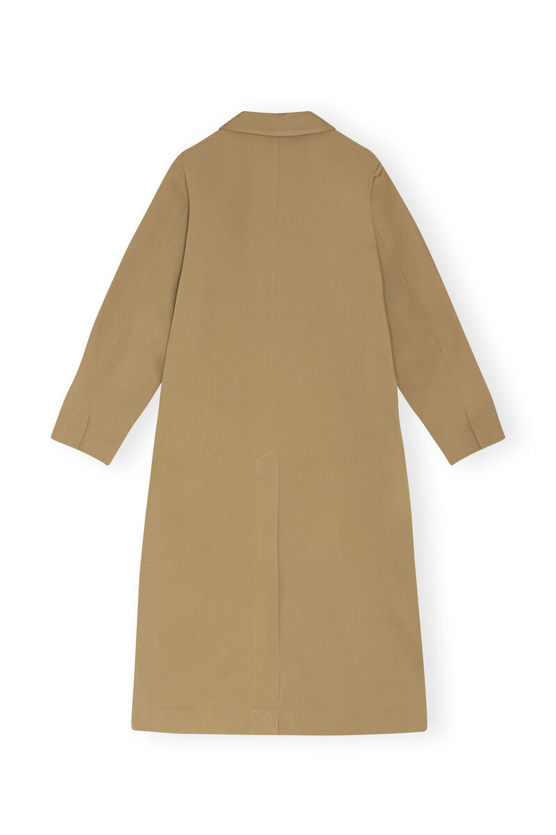 Twill Coat, Recycled Polyester, in colour Petrified Oak - 2 - GANNI