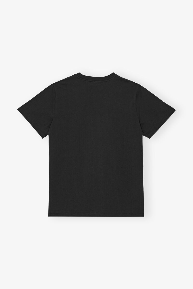 Black Basic Jersey Owls Relaxed T-shirt, Cotton, in colour Phantom - 2 - GANNI