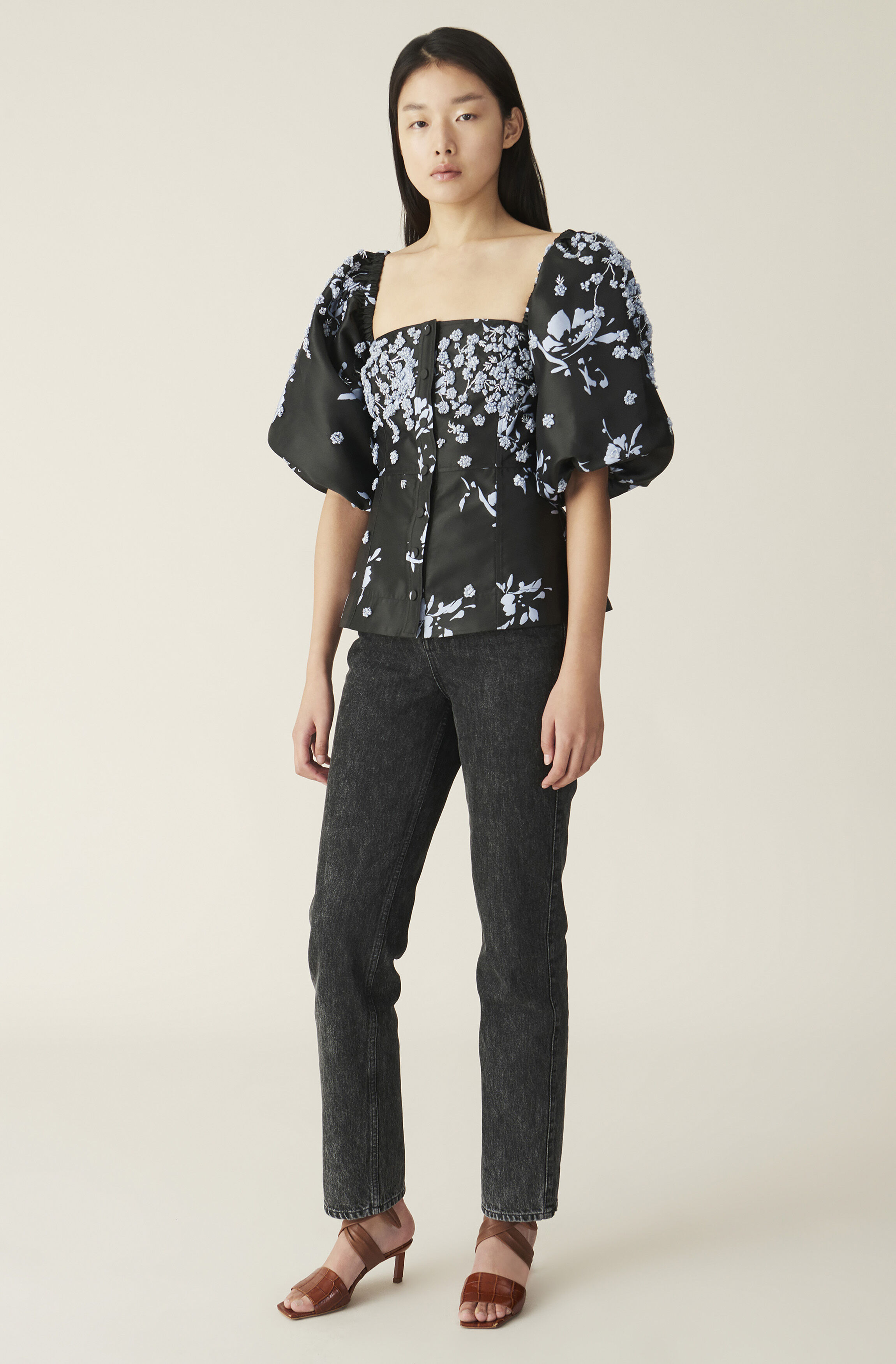 Ganni puff sleeve clearance