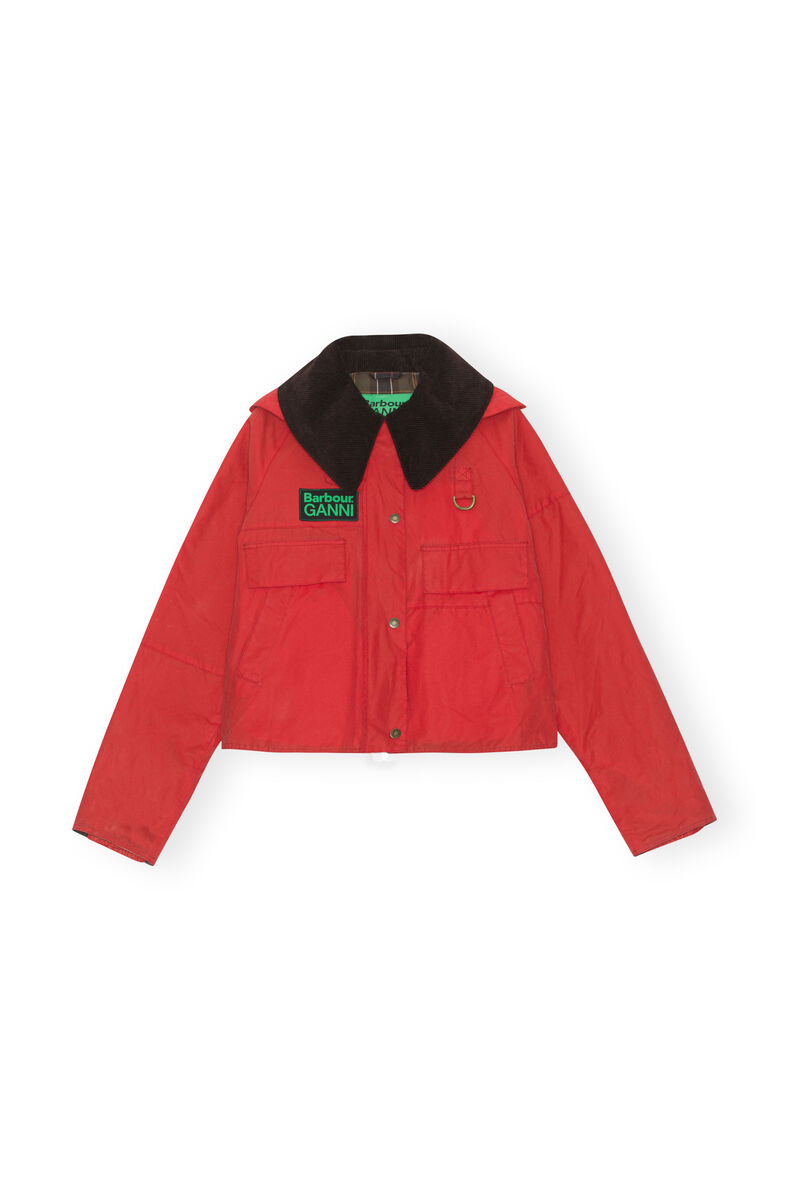 GANNI X Barbour Spey Jacket, in colour Fiery Red - 1 - GANNI