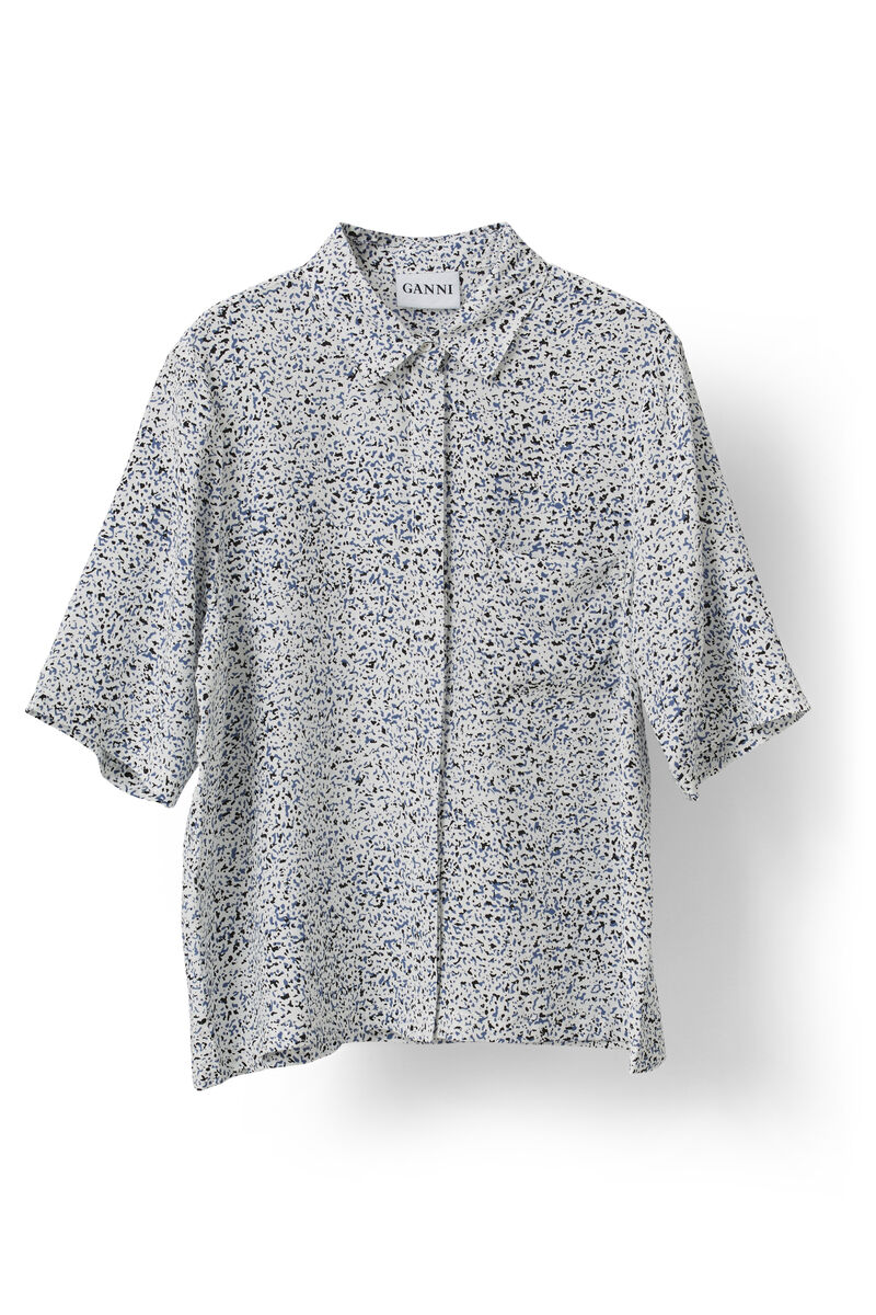 Lee Silk Shirt s/s, in colour Speckles - 1 - GANNI