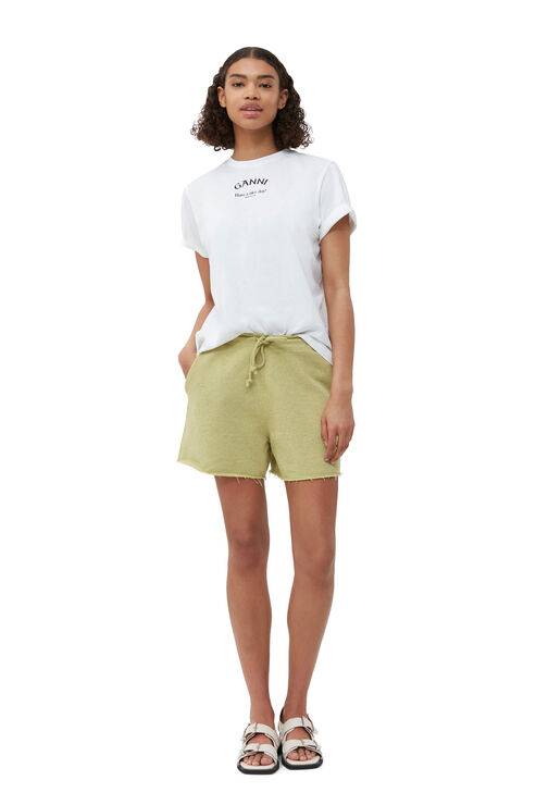 Shop Ganni Short Sleeve Relaxed O-neck T-shirt In White