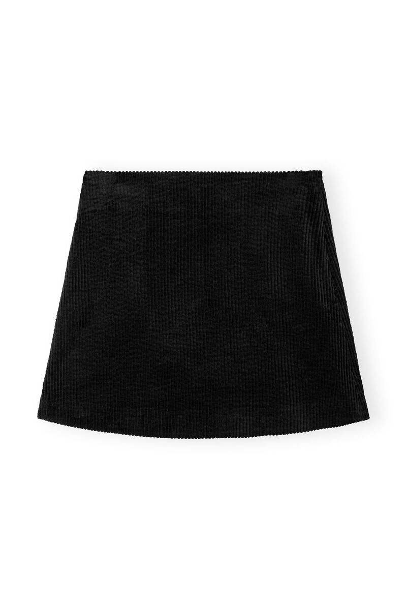 Svart minikjol i manchester, Elastane, in colour Black - 1 - GANNI