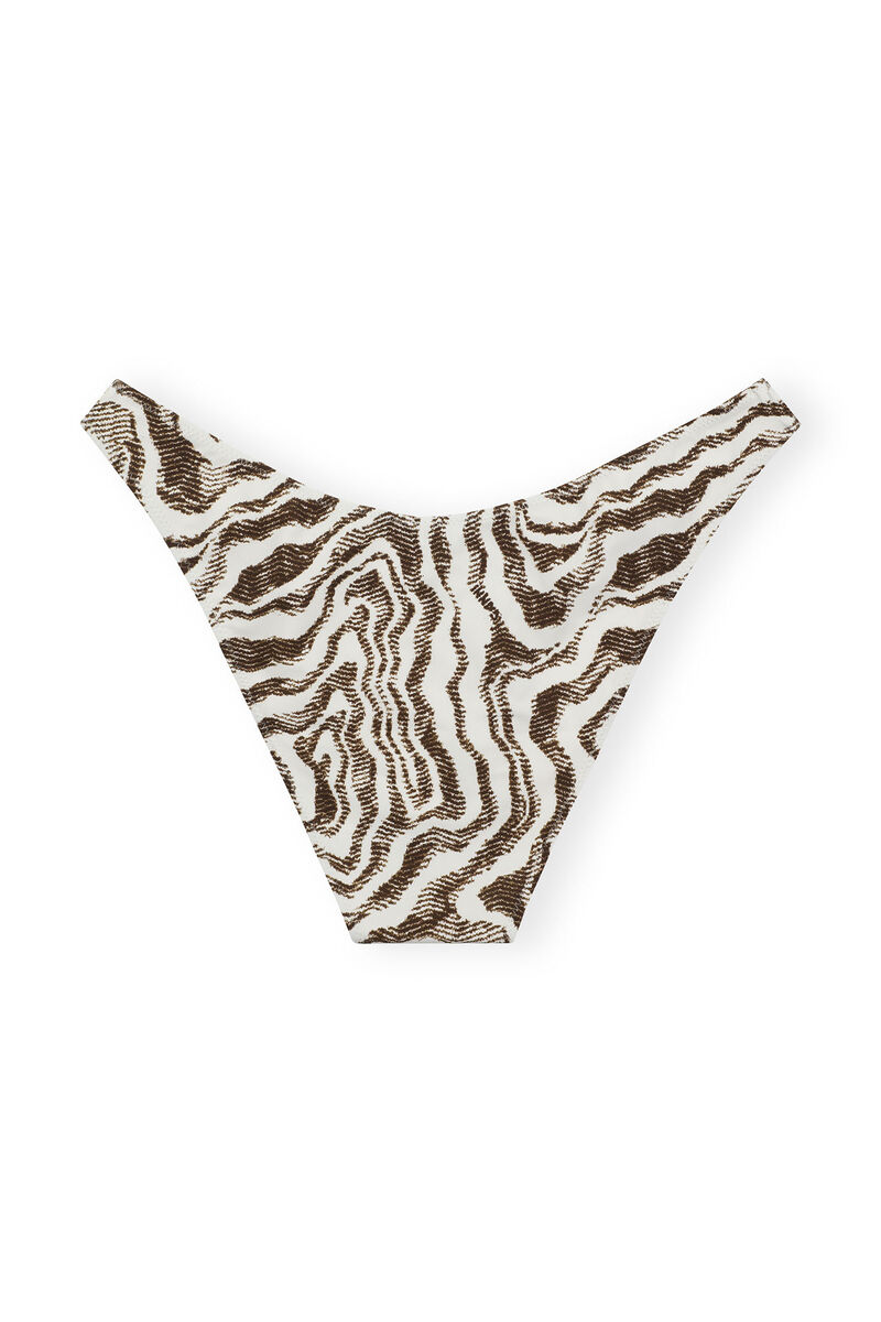 Recycled Printed Lowrise Wave Bikini Briefs, Elastane, in colour Egret - 2 - GANNI