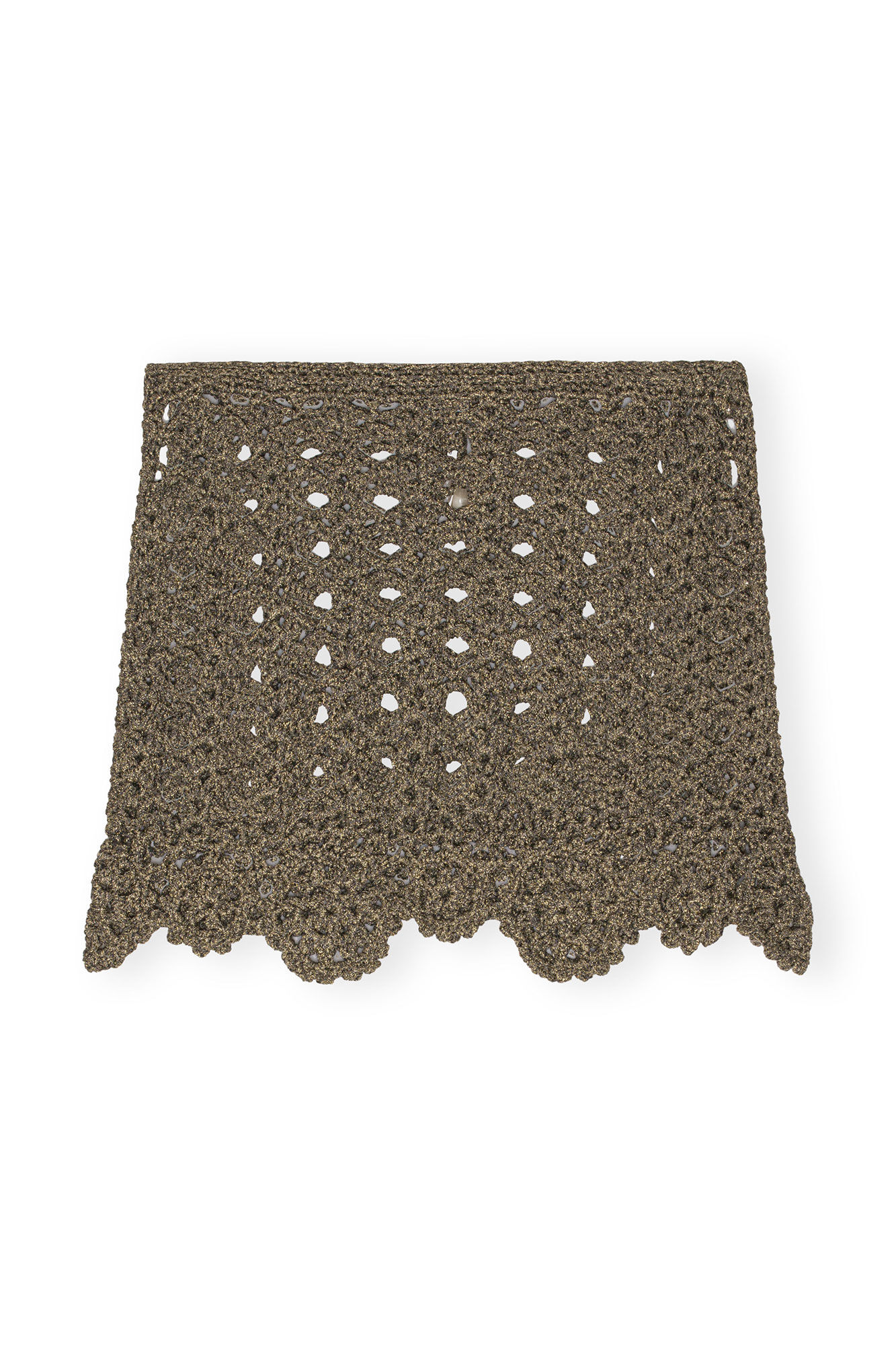 Crochet Mini Skirt, Metallic, in colour Black/Gold - 2 - GANNI