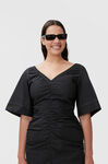Ruched Mini Dress, Cotton, in colour Black - 3 - GANNI