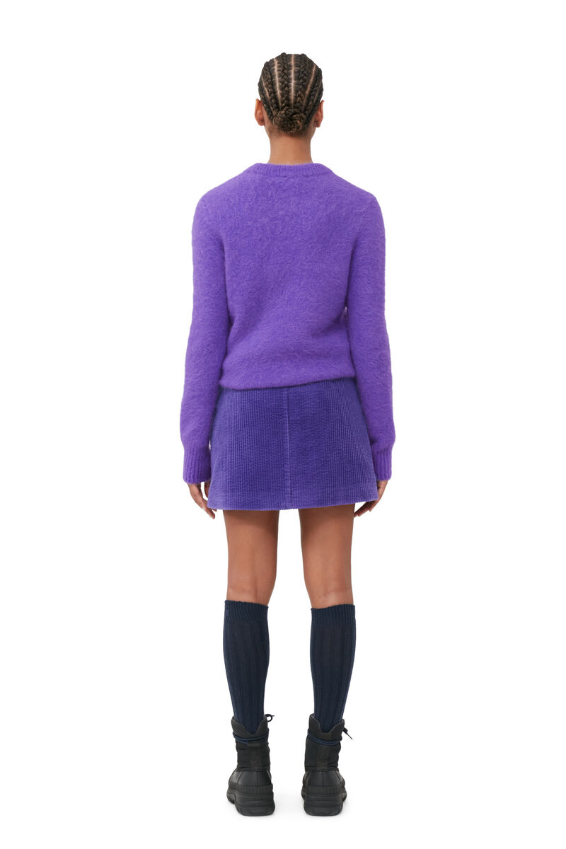 Purple Brushed Alpaca O-Neck Sweater, Alpaca, in colour Simply Purple - 3 - GANNI