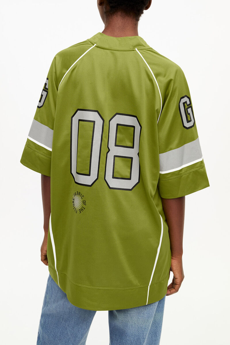 Green League Oversized T-shirt, Recycled Polyester, in colour Golden Cypress - 4 - GANNI