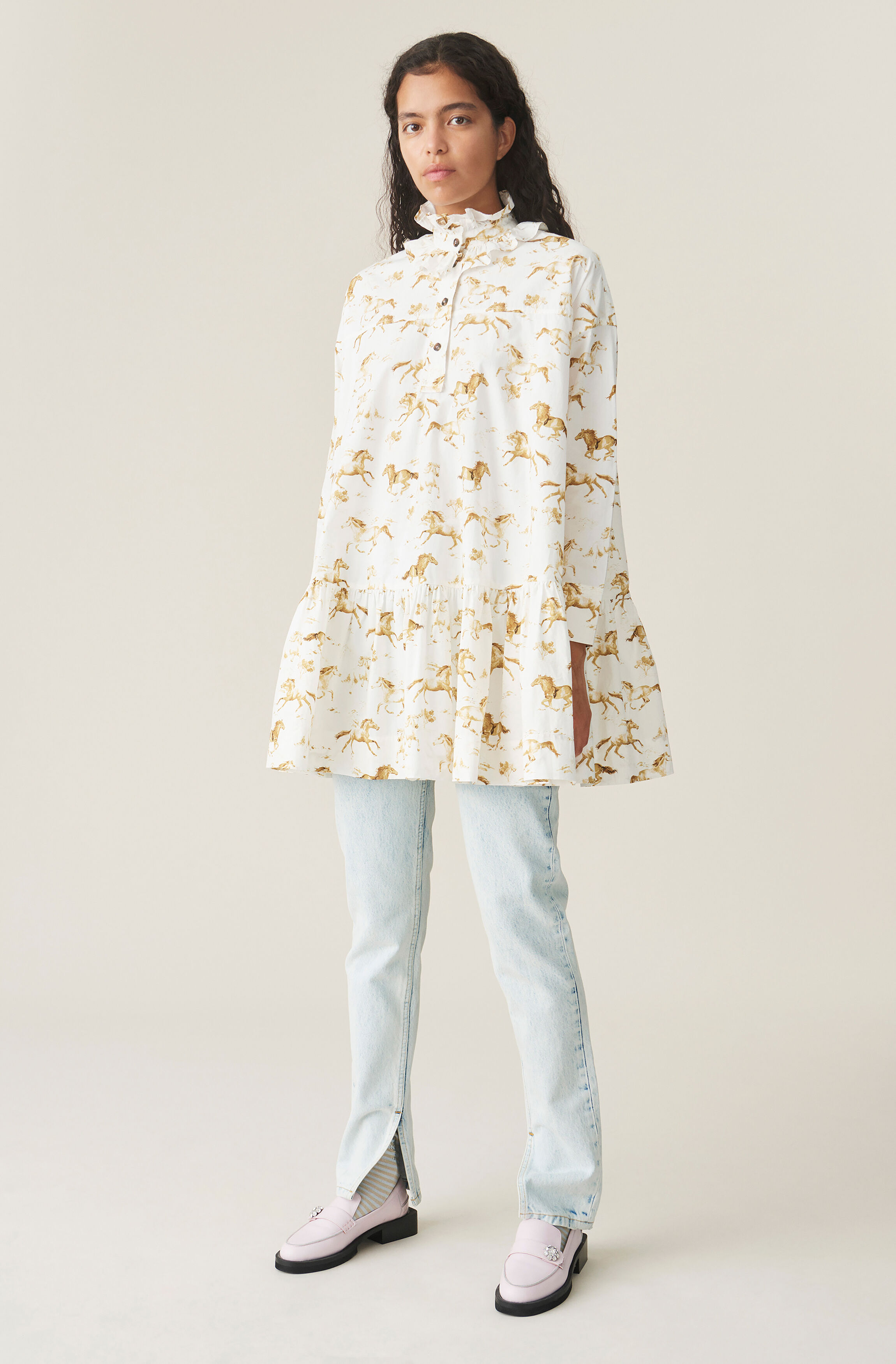 ganni cotton poplin dress