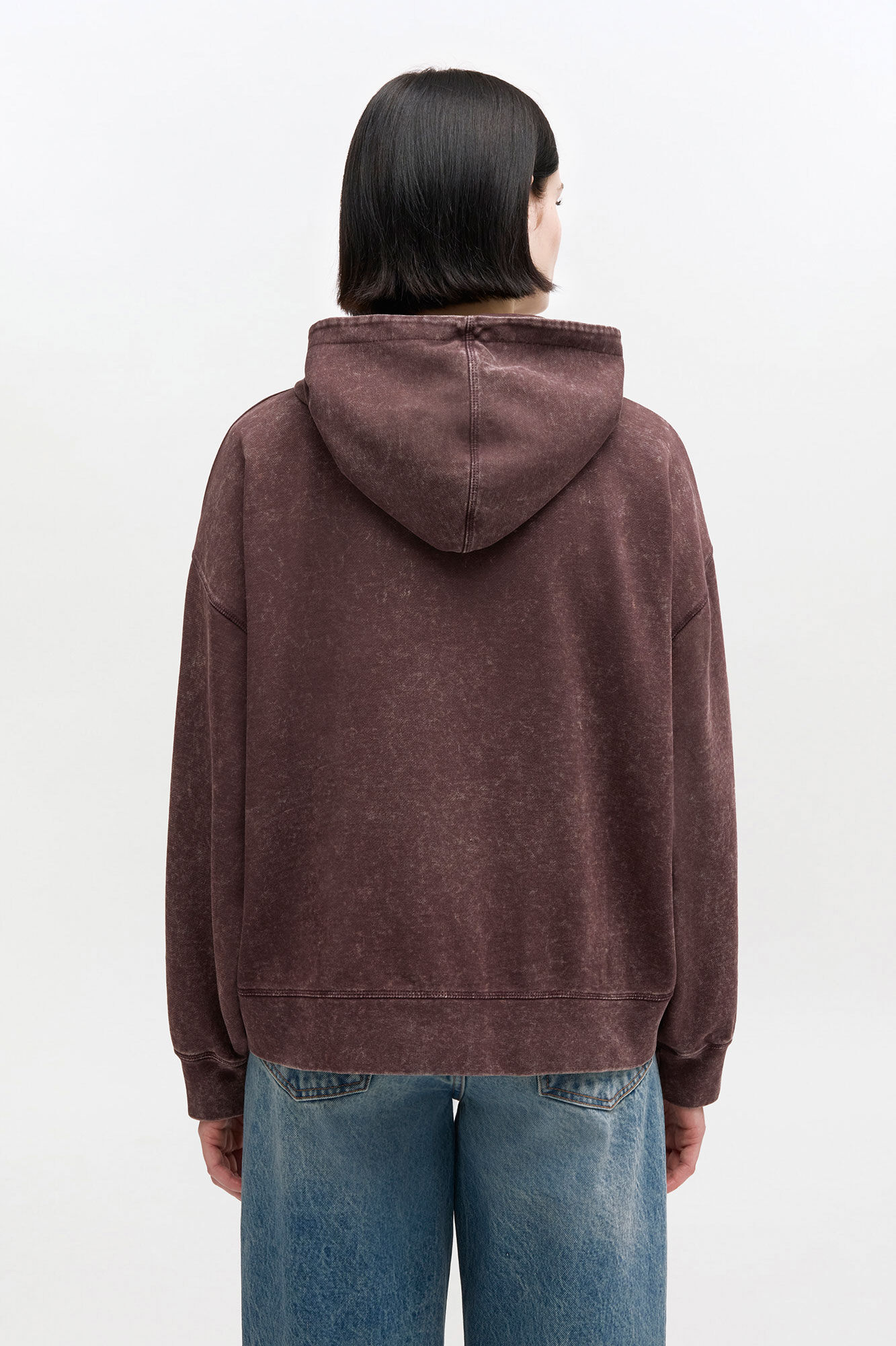 Vintage Wash Hoodie, in colour Chocolate Plum - 3 - GANNI