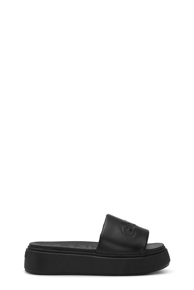 VEGEA™ Slide Sandals, Vegan Leather, in colour Black - 1 - GANNI