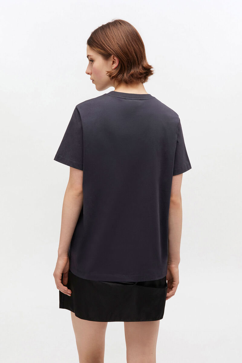 Black Rose T-shirt, Cotton, in colour Phantom - 3 - GANNI
