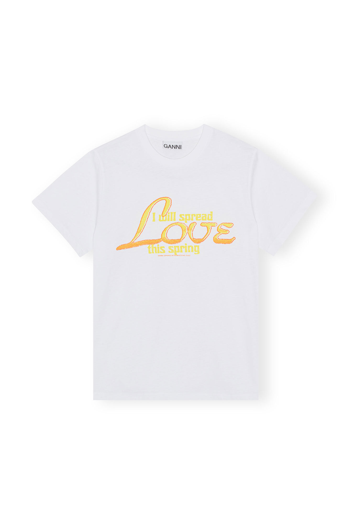 Relaxed Love T-shirt, Cotton, in colour Bright White - 1 - GANNI