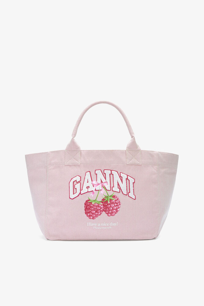 Medium Tote Bag in Pink, Egret