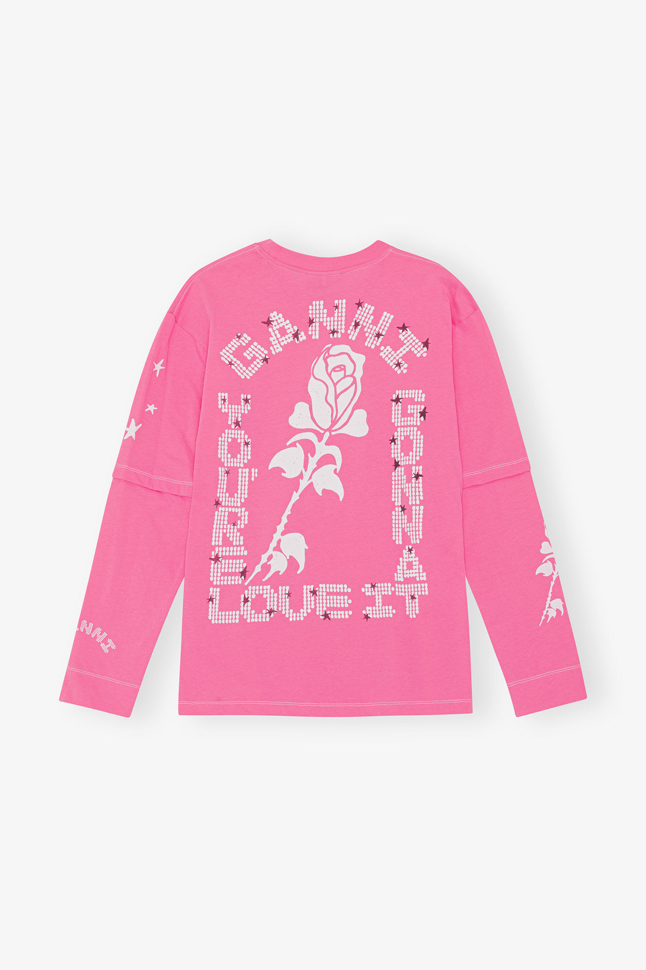 Langarm-T-Shirt, Cotton, in colour Shocking Pink - 4 - GANNI