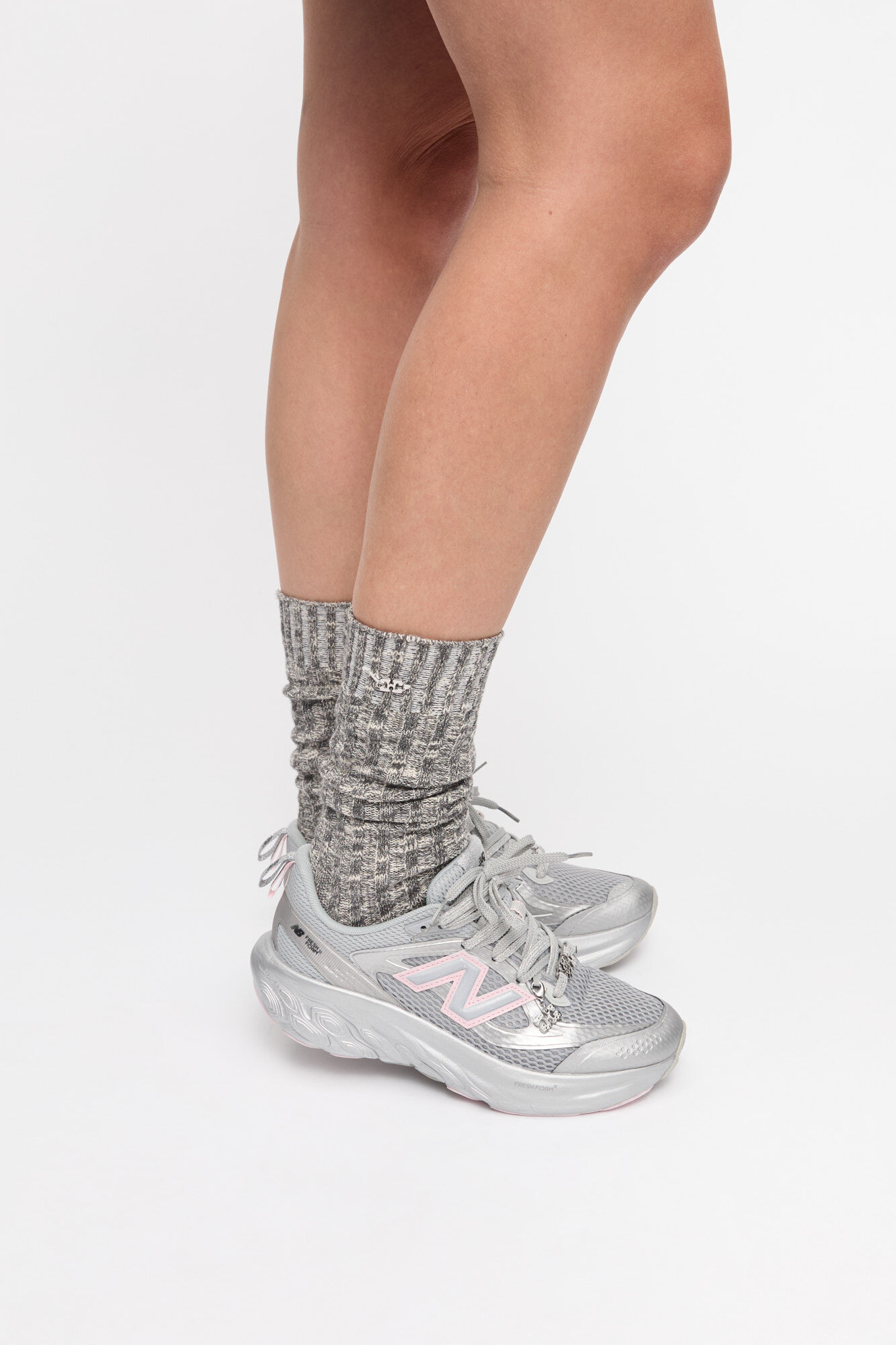 GANNI x New Balance Silver and Pink FFT Trainers, Recycled Polyester, in colour Silver Pink - 2 - GANNI