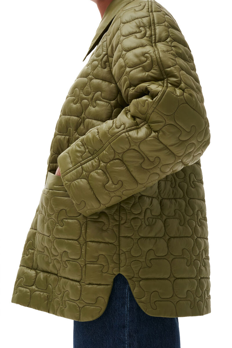 Shiny Quilt Jacket, Nylon, in colour Spaghnum - 5 - GANNI