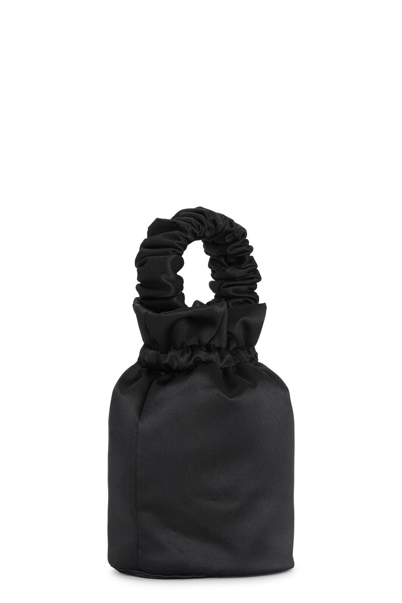 Ruched Top Handle Taske, Polyester, in colour Black - 3 - GANNI
