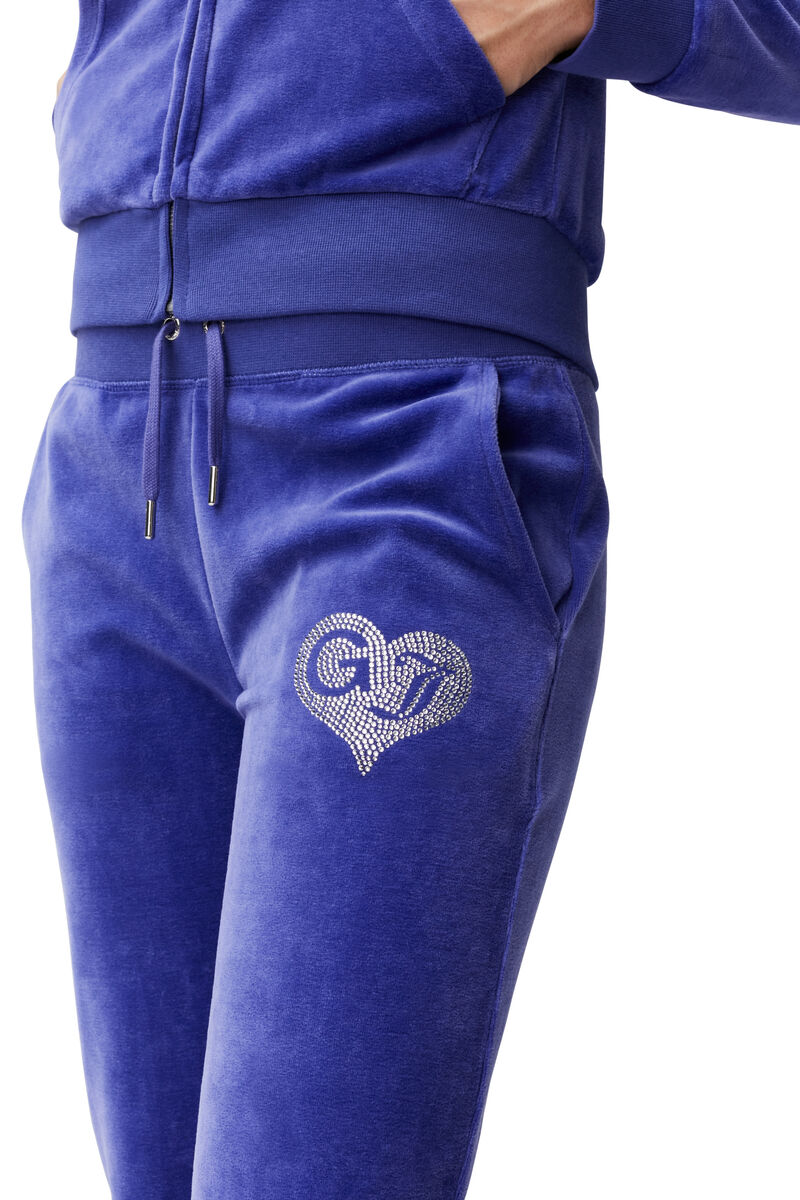 Straight-leg Drawstring Sweatpants, Organic Cotton, in colour Blue Iris - 3 - GANNI