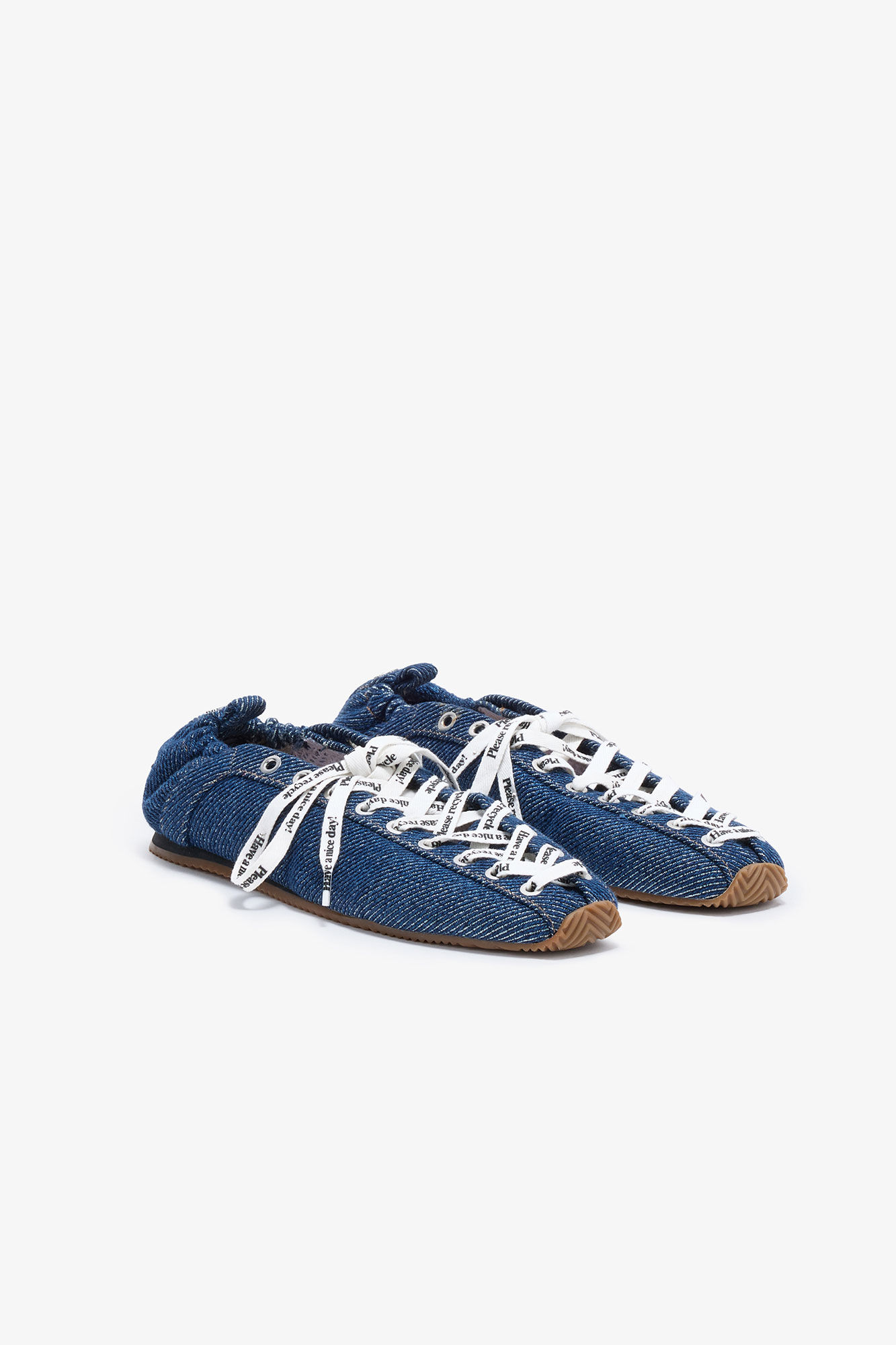 Lace Up Sporty Ballerina in Denim, in colour Rinse - 2 - GANNI