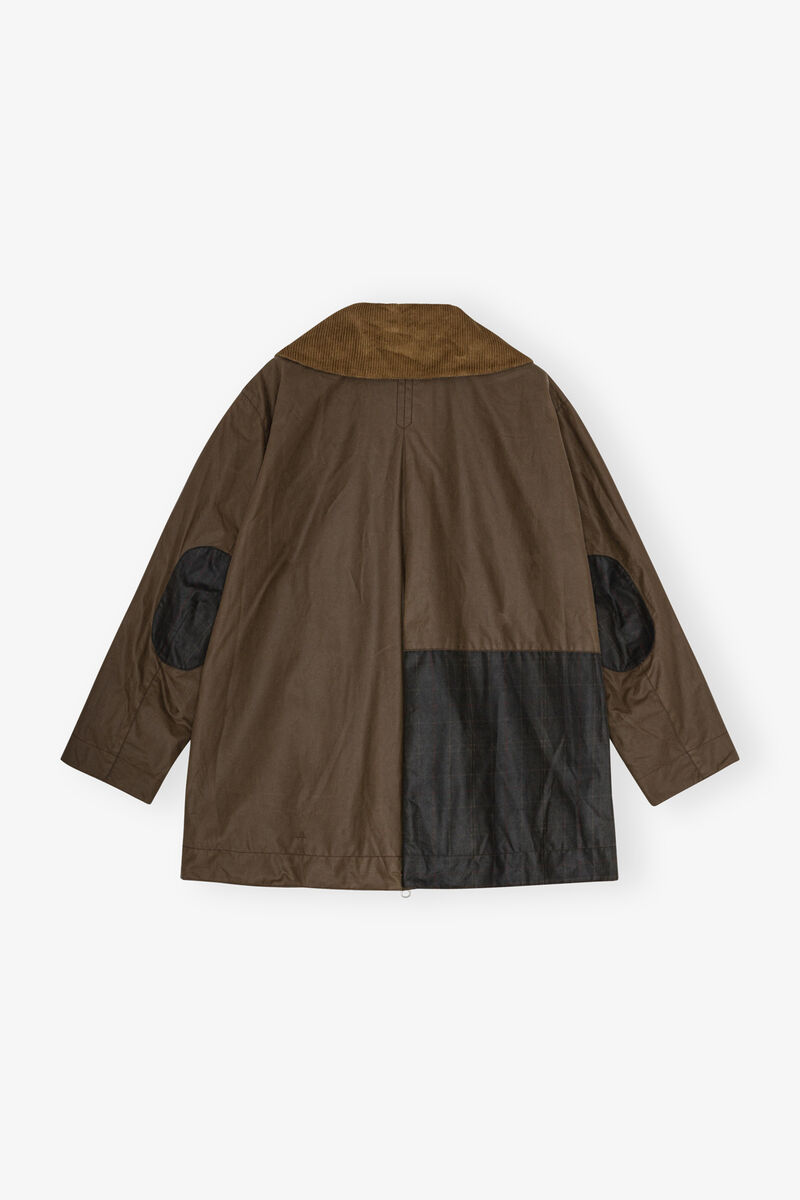 GANNI x Barbour Waxed-duffelcoat, Cotton, in colour Teak - 2 - GANNI