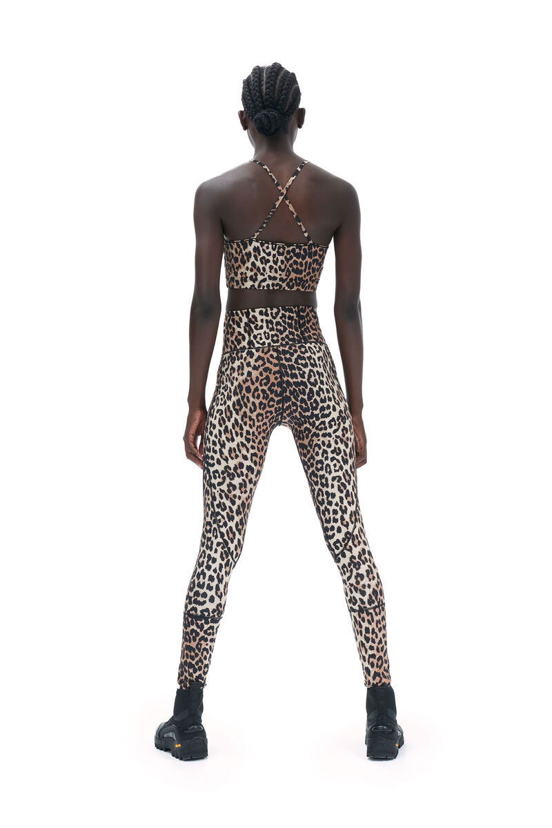 Active Strap Top, Recycled Nylon, in colour Leopard - 6 - GANNI