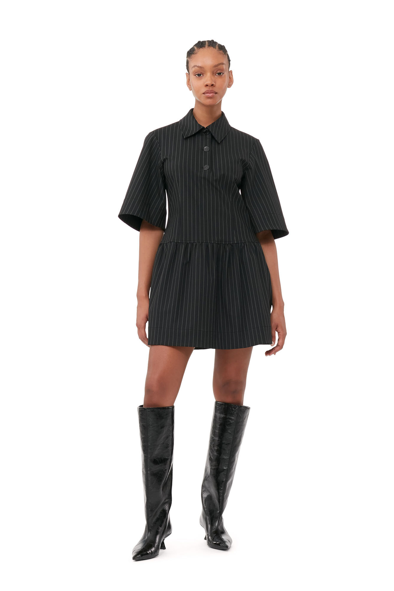 Gestreiftes Minikleid, Elastane, in colour Black - 1 - GANNI