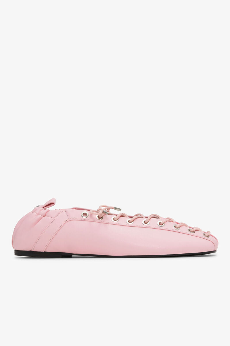 Lace-Up Ballerinas in Rose, Lyocell, in colour Fairy Tale - 1 - GANNI