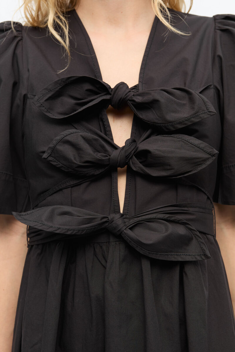 Robe en coton extensible noire, Elastane, in colour Black - 4 - GANNI