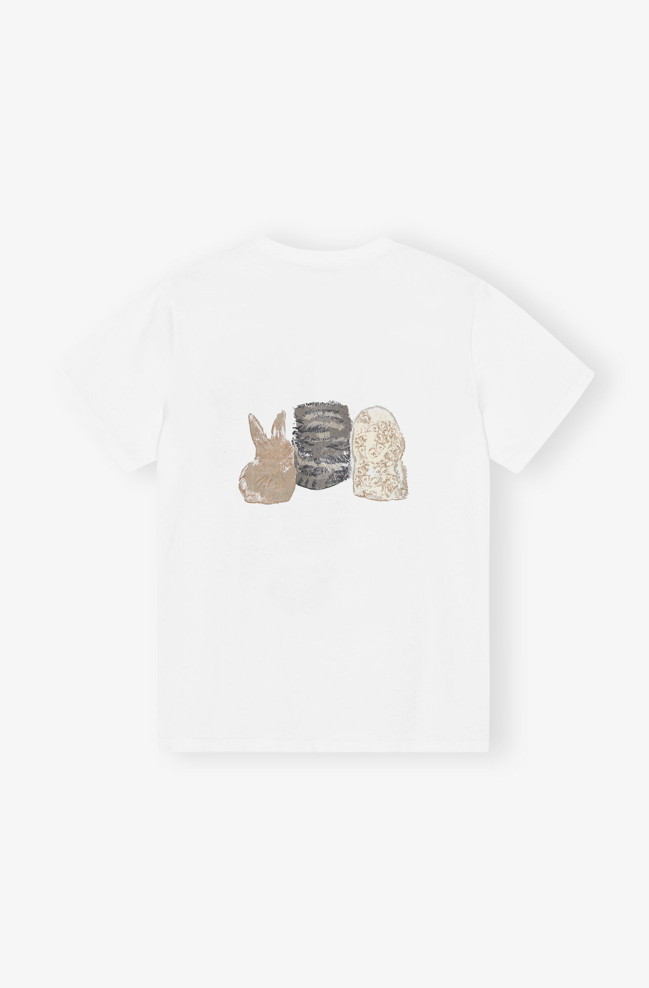 Hvit T-skjorte med dyretrykk, Cotton, in colour Bright White - 2 - GANNI