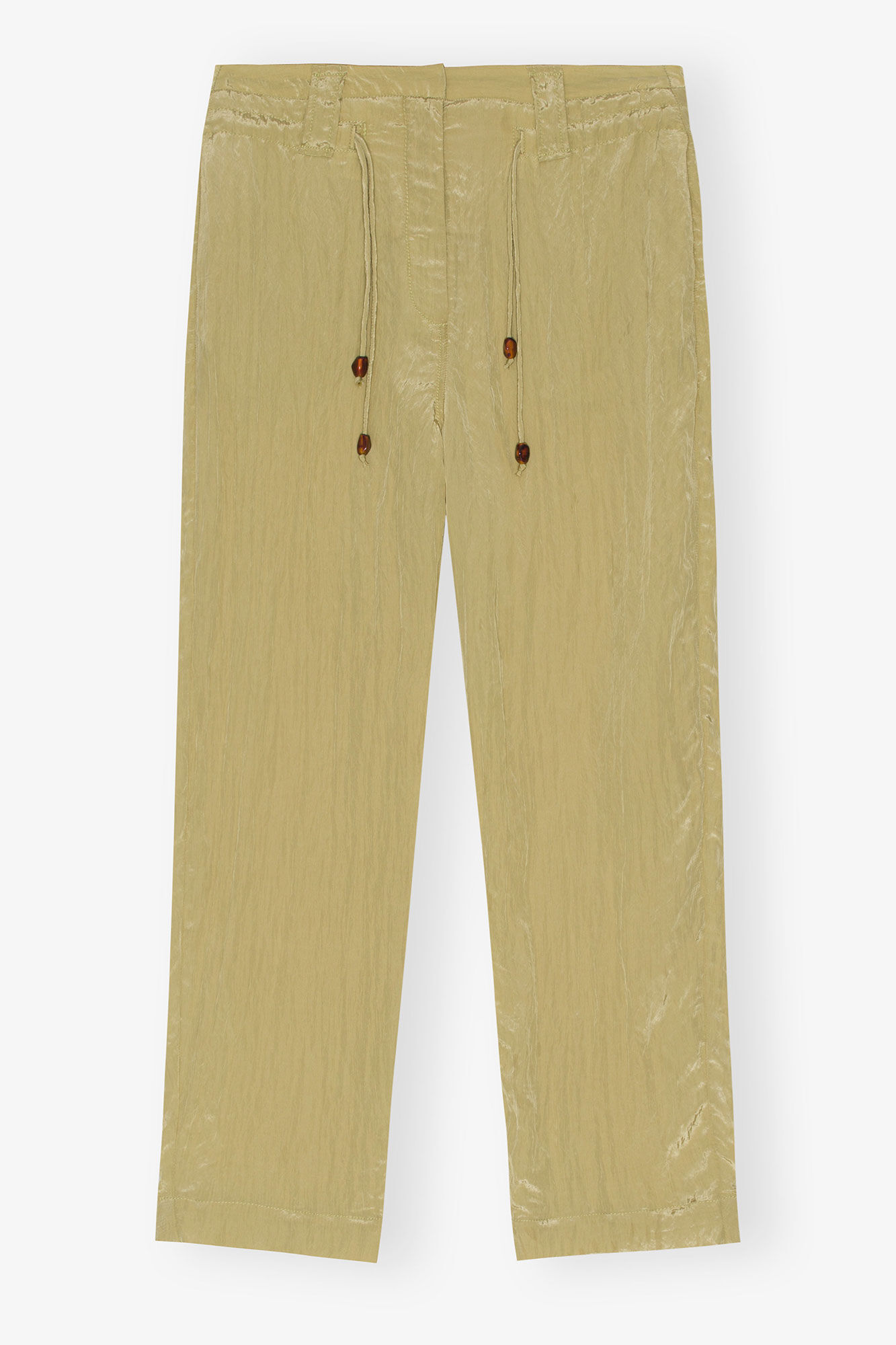 Shiny Tech Pants, Polyamide, in colour Leek Green - 1 - GANNI