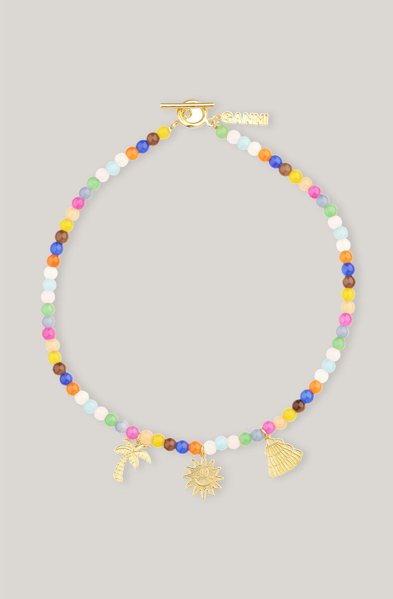 Collier à breloques en perles, Brass, in colour Multicolour - 1 - GANNI