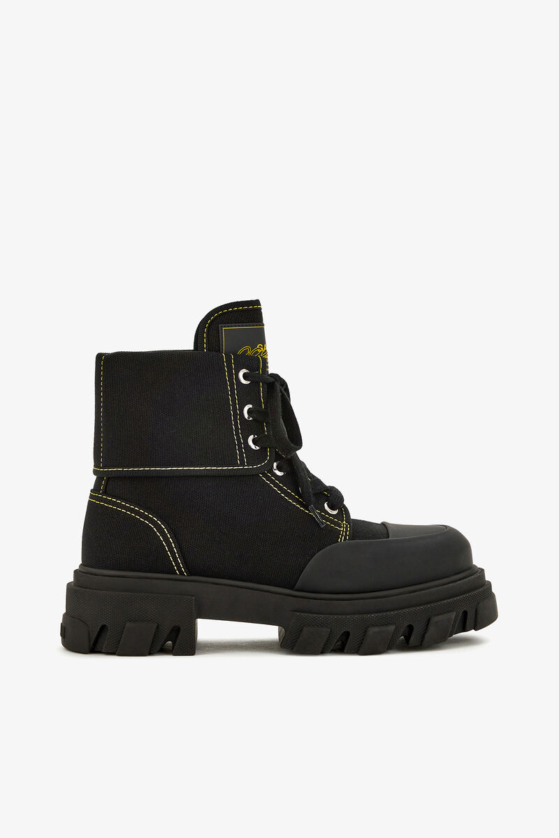 Trail Boots in Black Canvas, Cotton, in colour Black - 1 - GANNI
