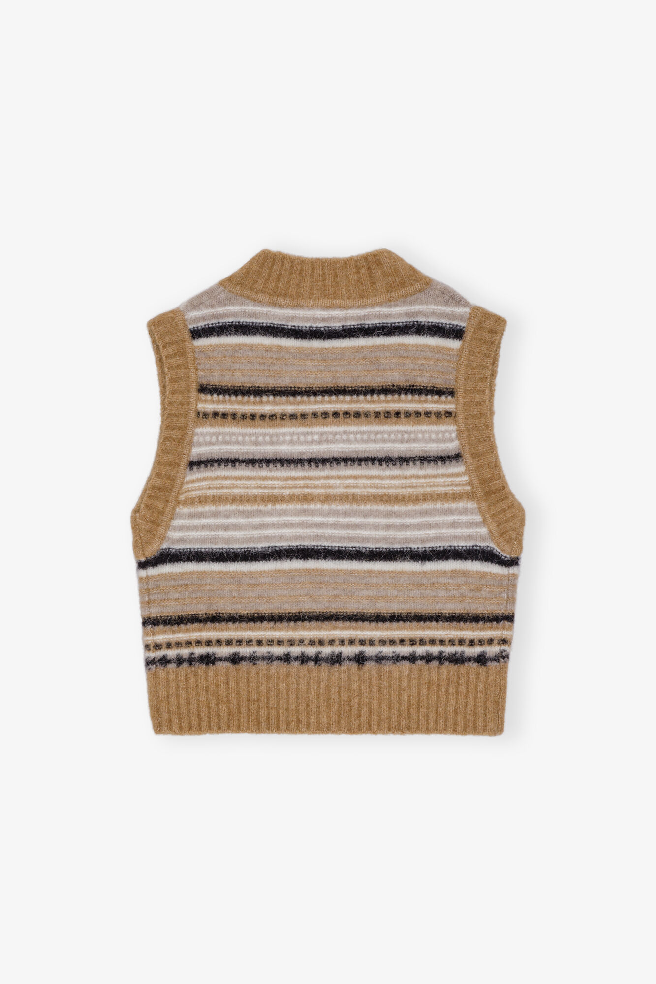 Soft Wool Stripe Vest, Alpaca, in colour Tiger's Eye - 2 - GANNI