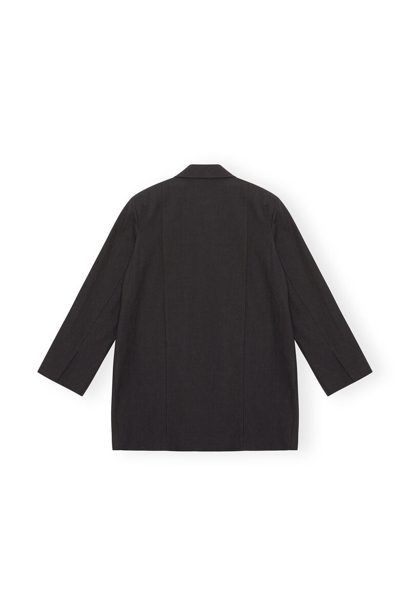 Cotton Suiting Oversized Blazer, Cotton, in colour Black - 2 - GANNI