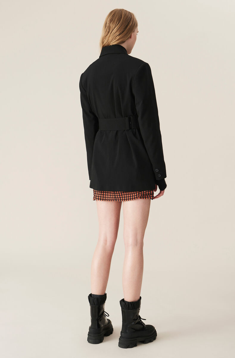 Melange Suiting Blazer, Polyester, in colour Black - 3 - GANNI