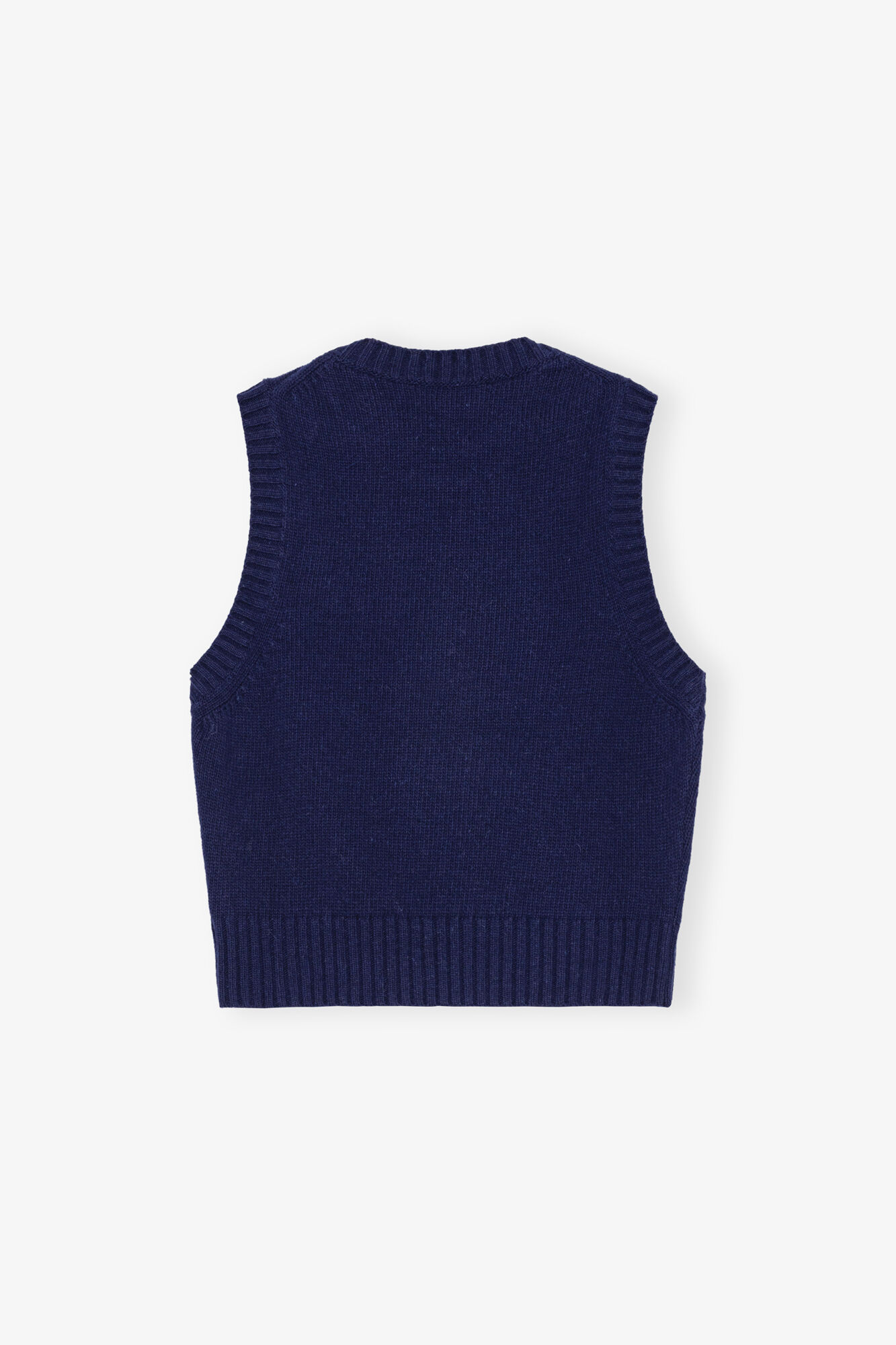 Navy Graphic Soft Wool Mix Vest, Alpaca, in colour Sky Captain - 2 - GANNI