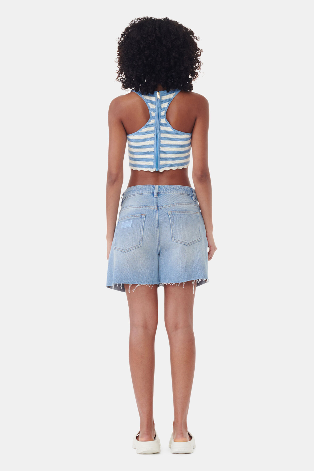 Crochet Racerback Top, Cotton, in colour Glacier Lake - 4 - GANNI